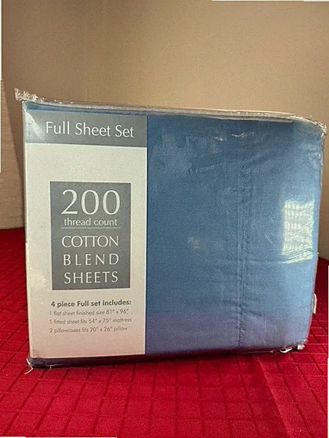 200 thread count COTTON BLEND Sheets Blue FULL 4 Pc Set