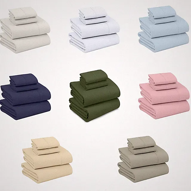 4 Piece 100% Cotton Sheet Set Deep Pocket 200 Thread Count Solid Soft Bed Sheets