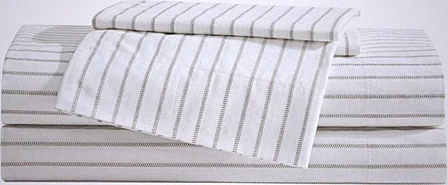 Breathable Striped Cotton Twin Sheet Set - 200 Thread Count for Ultimate Comfort