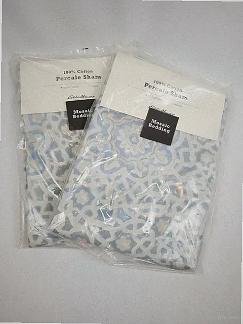 Eddie Bauer 200 Thread Count Cotton Percale Sham Standard Pillowcases Mosaic