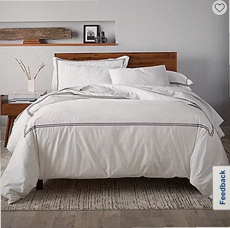 Embroidered Cotton Percale Duvet Cover With 2 Shams 200 Thread Count Full/queen