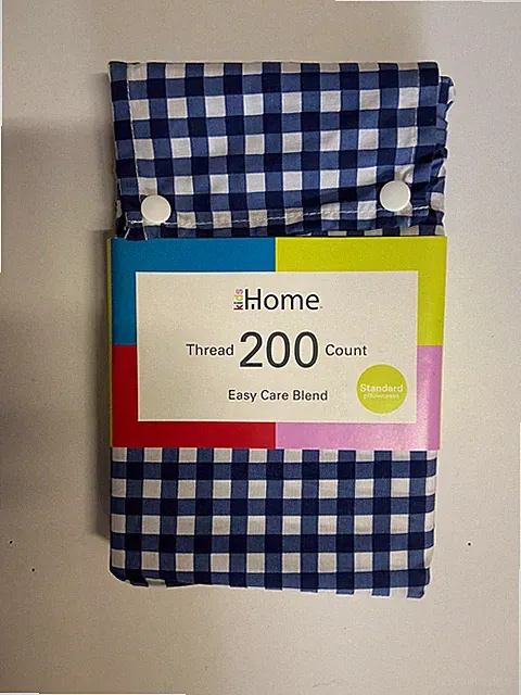 Kids Home 2 Pack Standard Pillowcases 200 Thread Count Navy Check