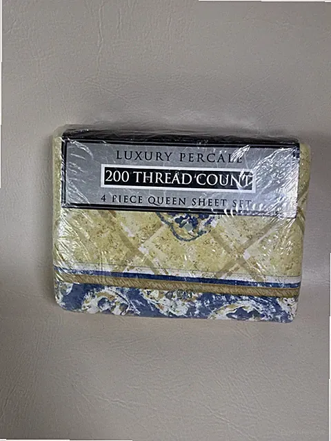 Luxury Percale 200 Thread Count 4 Piece Queen Sheet Multicolor Set Sealed