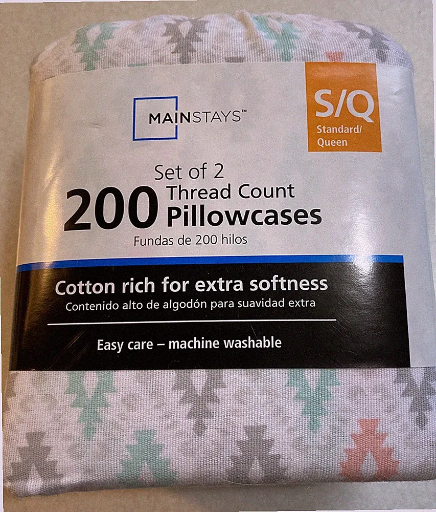 Mainstay Set Of 2-200 Thread Count Queen Pillowcases NEW