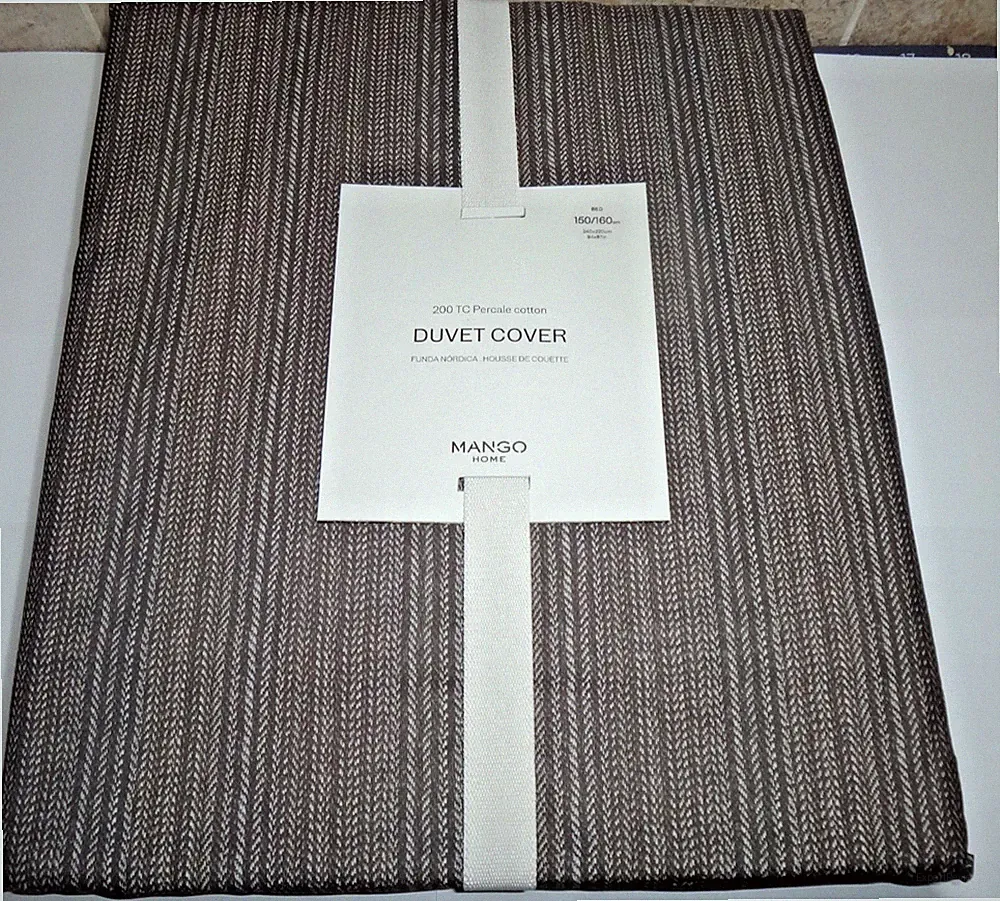 MANGO Home 200-thread count percale cotton duvet cover BROWN/MULTI KING