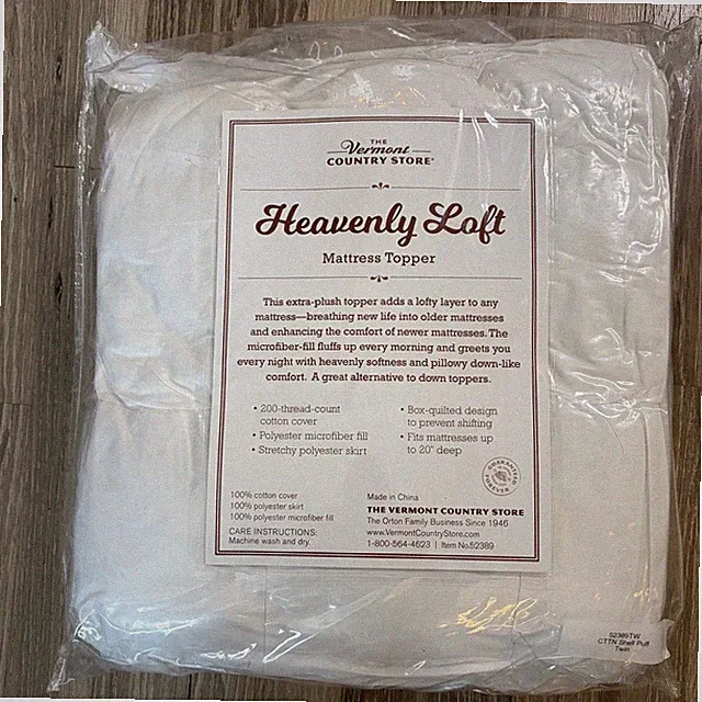 NEW Vermont Country Store Heavenly Loft Twin Mattress Topper White Quilted