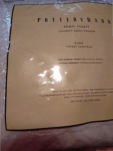 POTTERY BARN SHAM INSERT EURO 200 THREAD COUNT