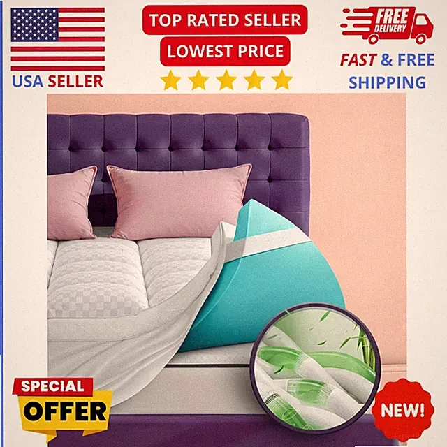 Queen Cooling Mattress Topper 4" – Dual-Layer Memory Foam with Soft Cover Gel