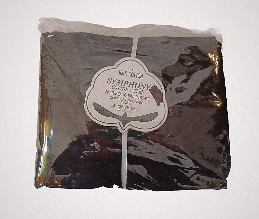 Symphony 100% Cotton Black Comforter Cover Full/Queen New 200 Thread Count