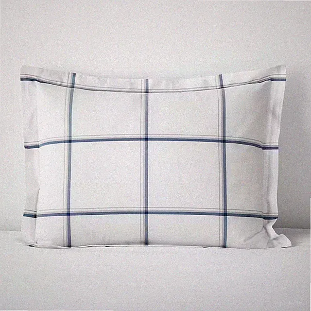 Window Pane Plaid Navy 200 Thread Count Yarn-Dyed Cotton Percale Standard Sham
